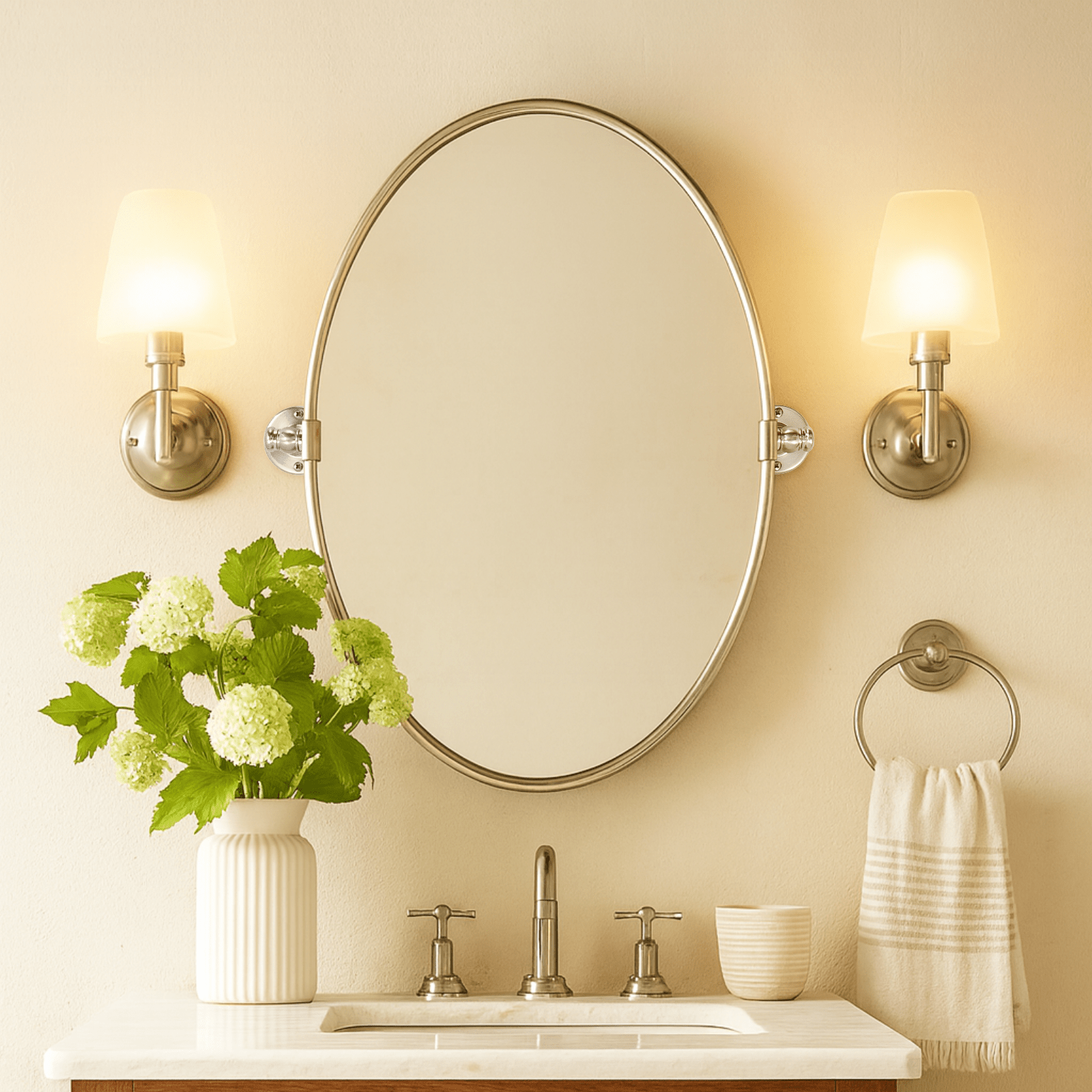 Luecinda Farmhouse Oval Bathroom Pivot Mirrors GC-00463 Oil Rubbed Bronze 20x30" TEHOME
