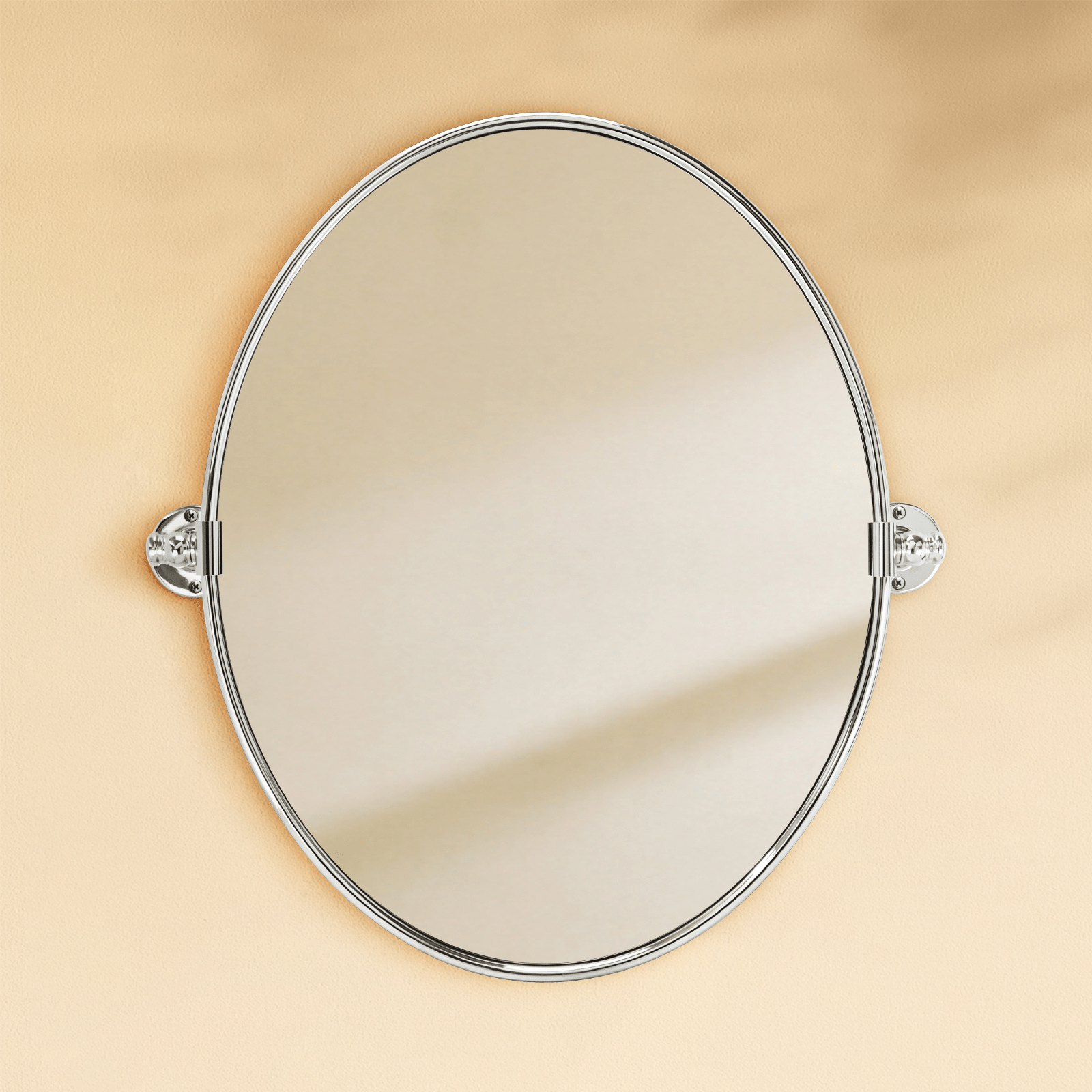 Luecinda Farmhouse Oval Bathroom Pivot Mirrors GC-00316 Chrome 19x24" TEHOME
