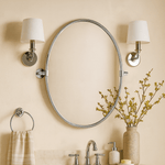 Luecinda Farmhouse Oval Bathroom Pivot Mirrors GC-00317 Brushed Nickel 19x24" TEHOME
