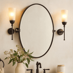 Luecinda Farmhouse Oval Bathroom Pivot Mirrors GC-00317 Brushed Nickel 19x24" TEHOME