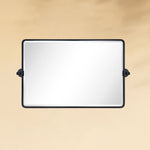 TEHOME Lutalo Black 30x20" Farmhouse Rectangle Beveled Horizontal Bathroom Pivot Mirrors Front View