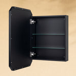 TEHOME Maeleigh Modern Octagon Recessed and Surface Mount Bathroom Medicine Cabinet with Mirrors, 18x26" in Black Finish,Side View3