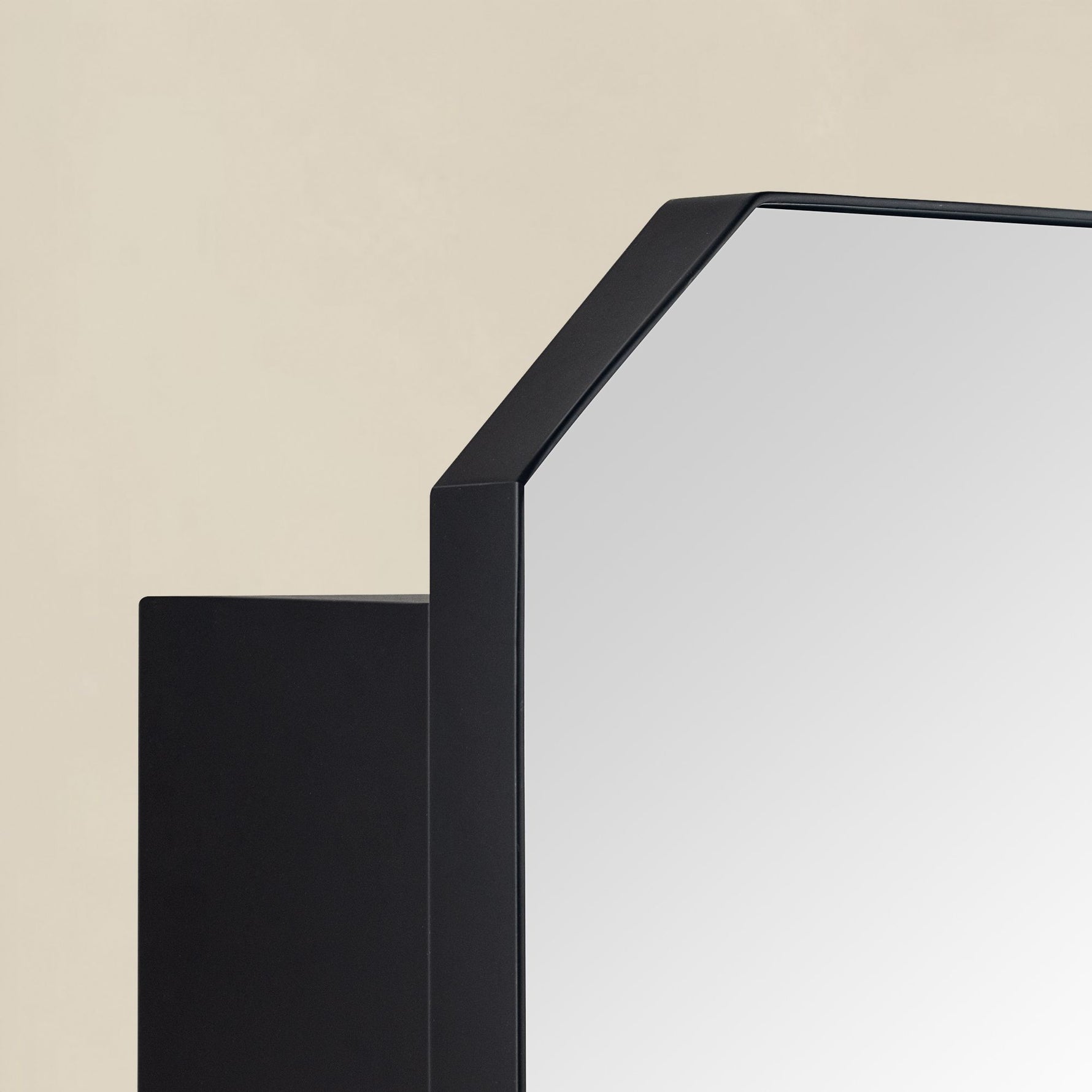 TEHOME Maeleigh Modern Octagon Recessed and Surface Mount Bathroom Medicine Cabinet with Mirrors, 18x26" in Black,Detail view