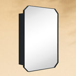 TEHOME Maeleigh Modern Octagon Recessed and Surface Mount Bathroom Medicine Cabinet with Mirrors, 18x26" in Black,Side View1
