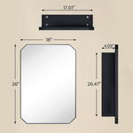 Maeleigh Modern Octagon Recessed and Surface Mount Bathroom Medicine Cabinet with Mirrors, 18x26" in Black GC-00761 TEHOME