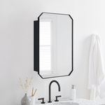 Maeleigh Modern Octagon Recessed and Surface Mount Bathroom Medicine Cabinet with Mirrors, 18x26" in Black GC-00761 TEHOME