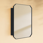 Maeleigh Modern Octagon Recessed and Surface Mount Bathroom Medicine Cabinet with Mirrors, 18x26" in Black GC-00761 TEHOME