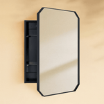 Maeleigh Modern Octagon Recessed and Surface Mount Bathroom Medicine Cabinet with Mirrors, 18x26" in Black GC-00761 TEHOME