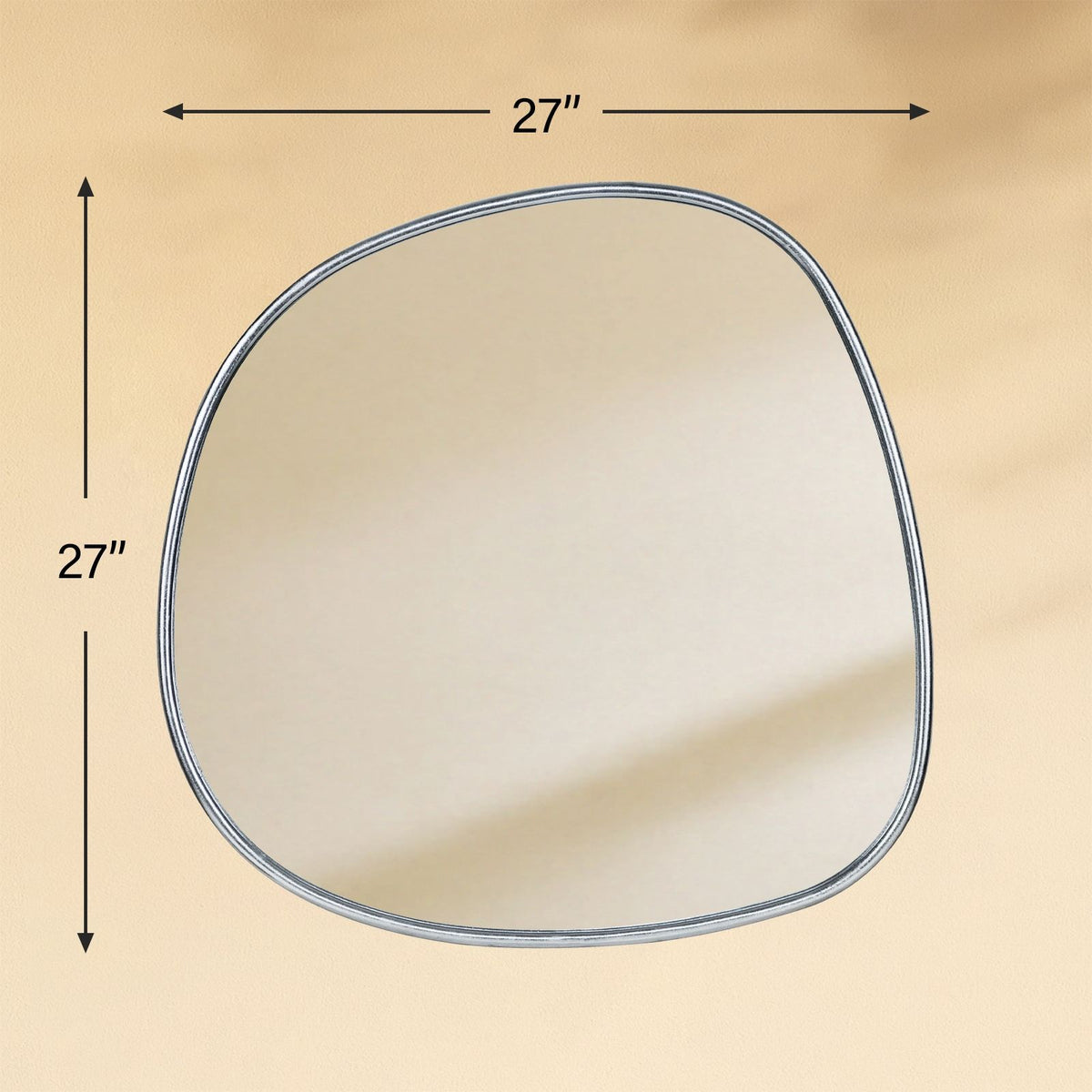 TEHOME Manor Gold Foil Rustic Irregular Wall Mirrors Front View Dimension
