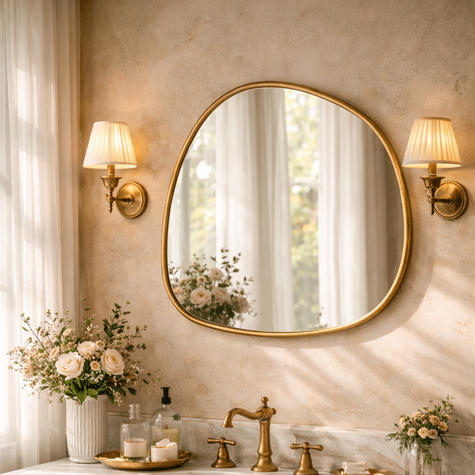 Manor Rustic Irregular Wall Mirrors GC-JDC002 Silver Foil 27x27" TEHOME