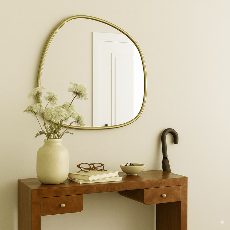 Manor Rustic Irregular Wall Mirrors GC-JDC002 Gold Foil 27x27" TEHOME