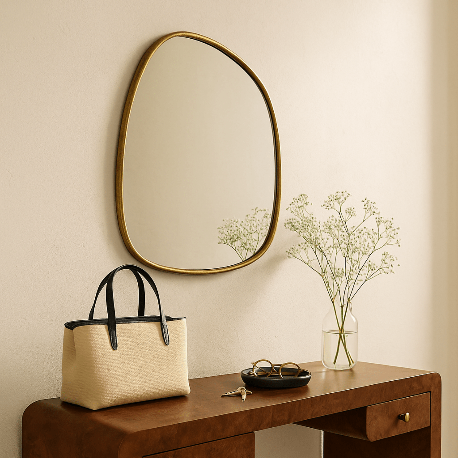 Manor Rustic Irregular Wall Mirrors GC-JDC002 Silver Foil 27x27" TEHOME