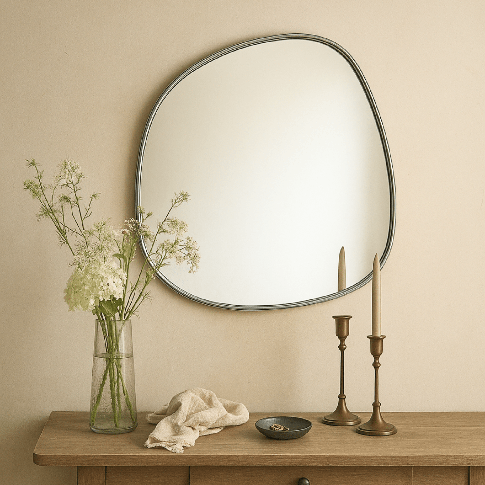 Manor Rustic Irregular Wall Mirrors GC-JDC002 Silver Foil 27x27" TEHOME
