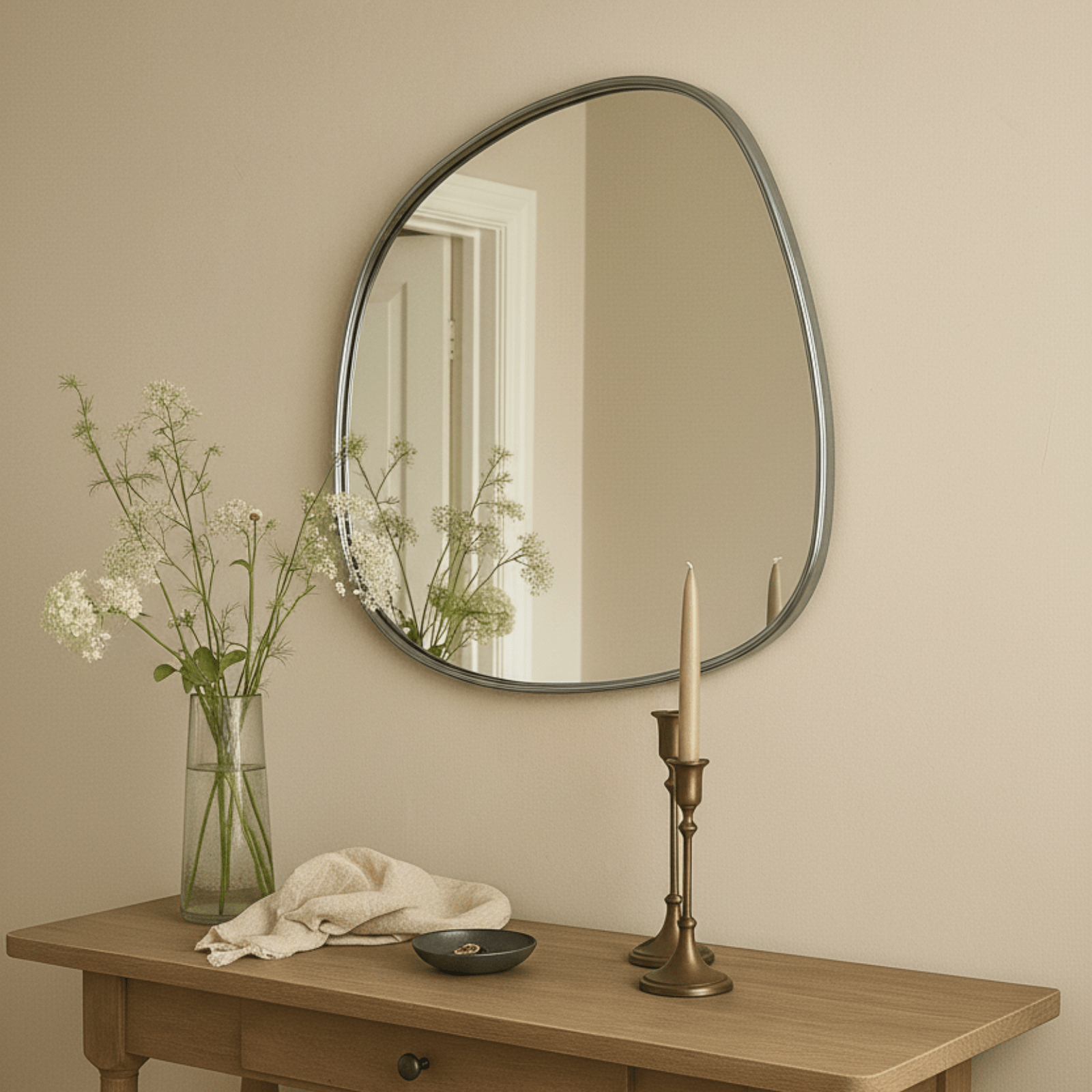 Manor Rustic Irregular Wall Mirrors GC-JDC002 Silver Foil 27x27" TEHOME