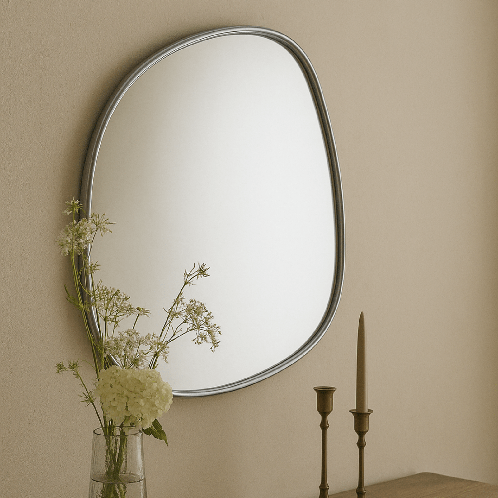 Manor Rustic Irregular Wall Mirrors GC-JDC002 Silver Foil 27x27" TEHOME