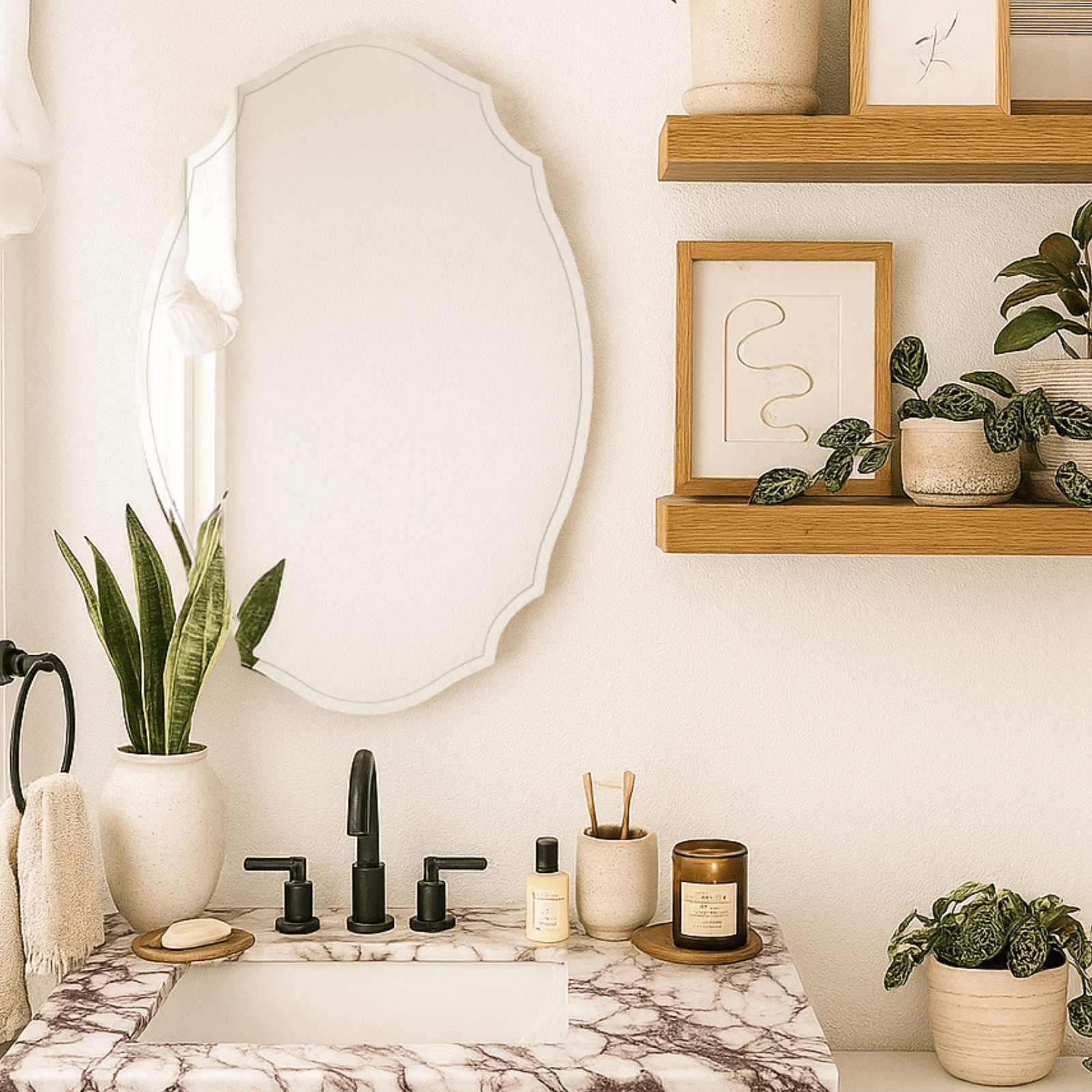 Marlawe Minimalism Irregular Frameless Surface Mount Bathroom Medicine Cabinet with Mirrors GC-XB0026 20x30" TEHOME