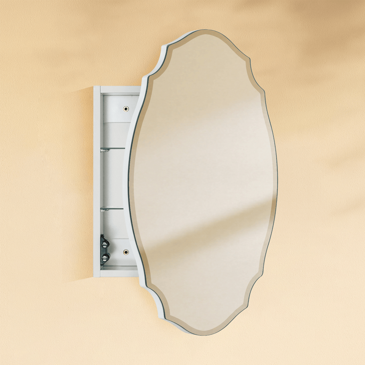 Marlawe Minimalism Irregular Frameless Surface Mount Bathroom Medicine Cabinet with Mirrors GC-XB0026 20x30" TEHOME