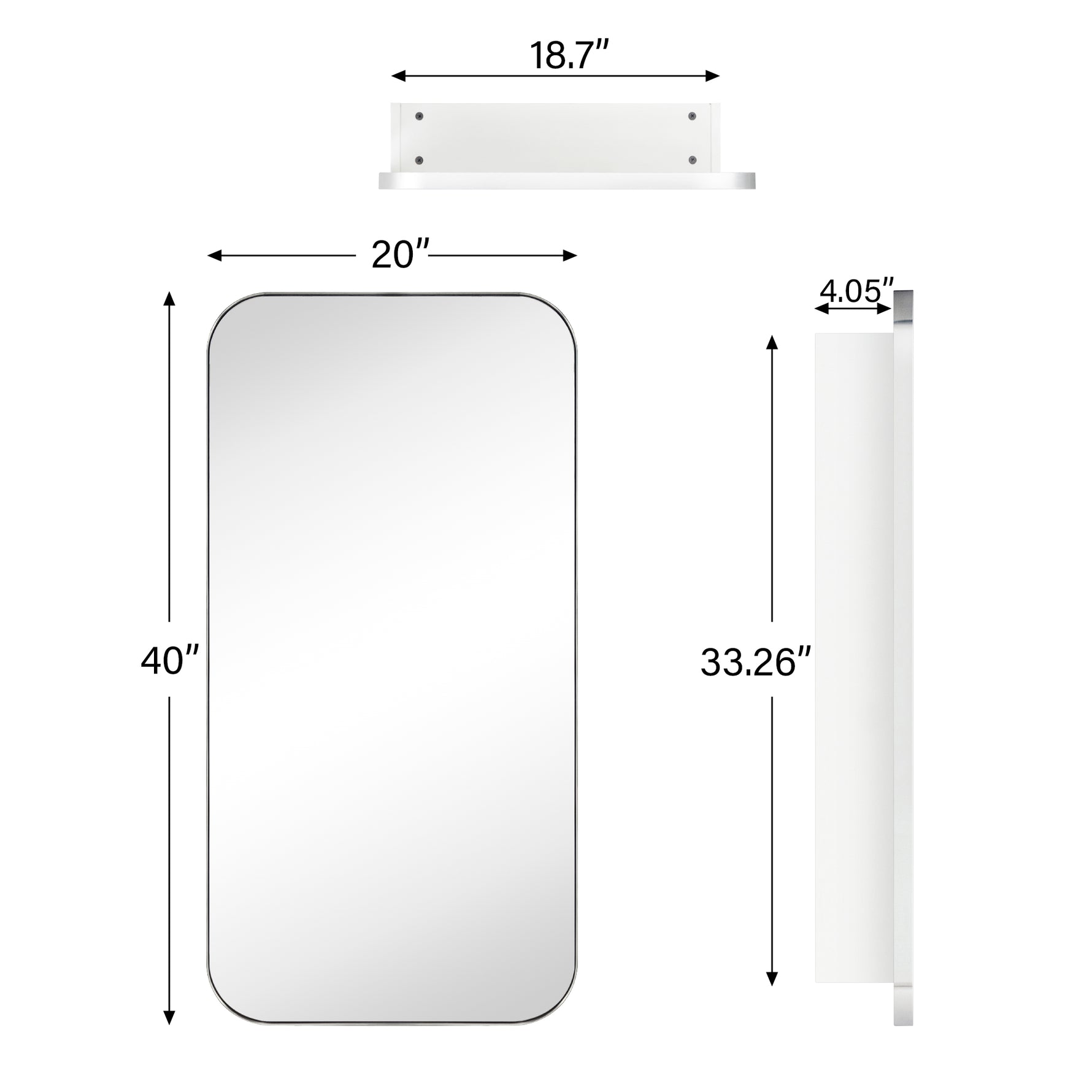 Adasu Mid - century Rectangle Recessed and Surface Mount Bathroom Medicine Cabinet with Mirrors GC-XB0021 Brushed Nickel 20x40" TEHOME