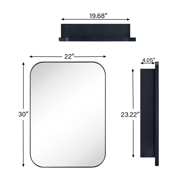 Mileta Mid - century Rectangle Recessed and Surface Mount Bathroom Medicine Cabinet with Mirrors GC-XB0016 Black 22x30" TEHOME