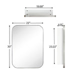 Mileta Mid - century Rectangle Recessed and Surface Mount Bathroom Medicine Cabinet with Mirrors GC-XB0017 Brushed Nickel 22x30" TEHOME