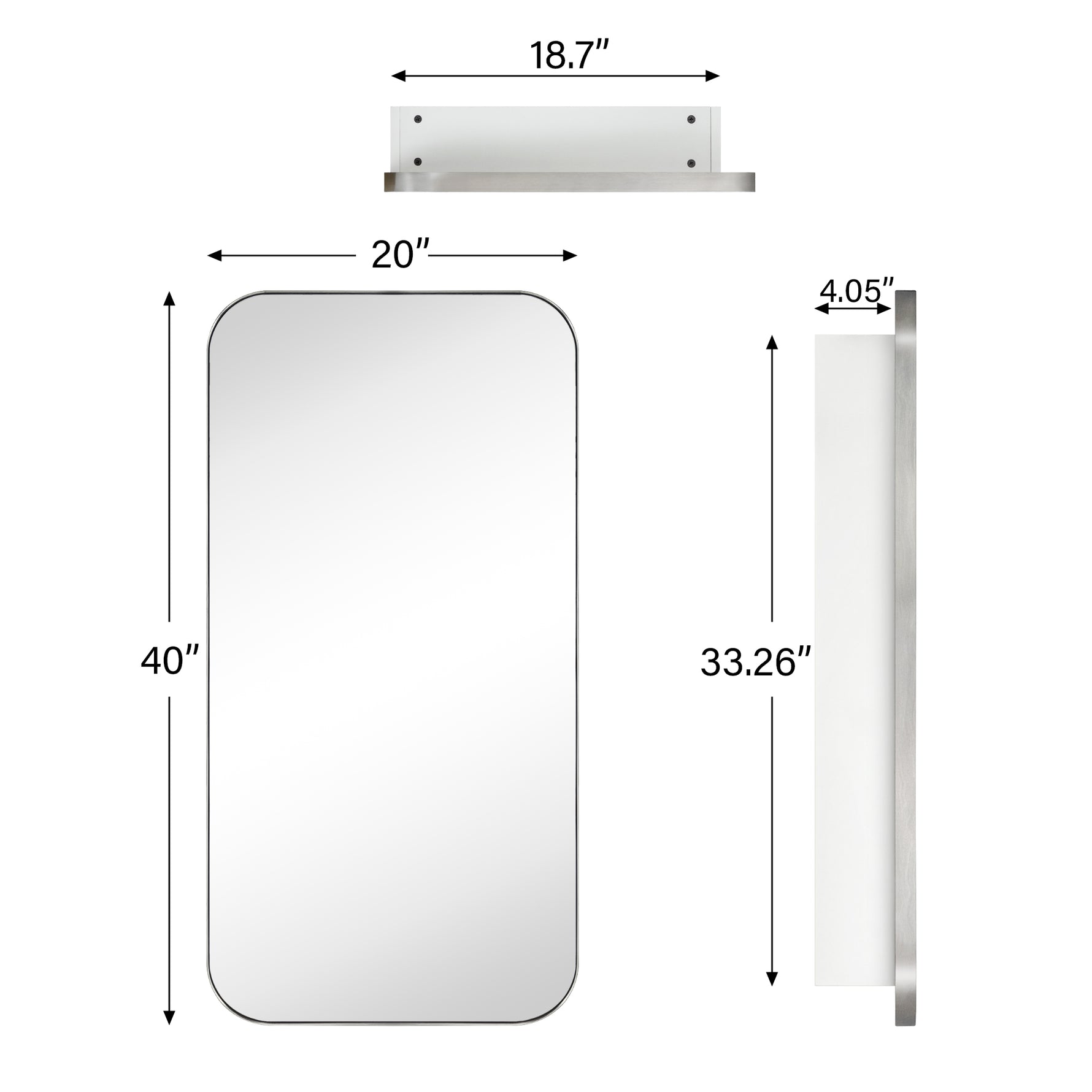 Adasu Mid - century Rectangle Recessed and Surface Mount Bathroom Medicine Cabinet with Mirrors GC-XB0021 Brushed Nickel 20x40" TEHOME