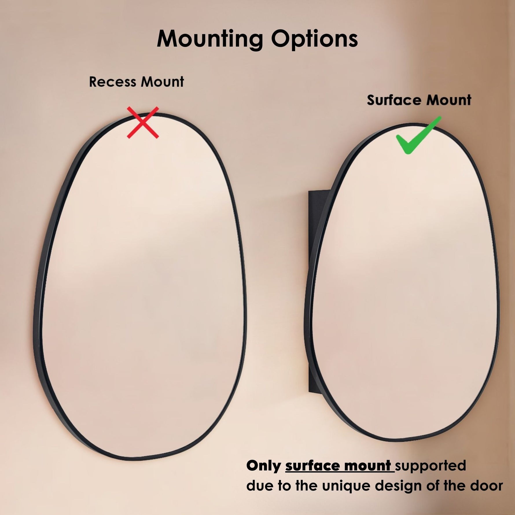 Casa Modern Irregular Surface Mount Bathroom Medicine Cabinet with Mirrors, 24x28" in Black GC-XB0025 Black TEHOME