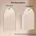 Dake Modern Arch Recessed and Surface Mount Bathroom Medicine Cabinet with Mirrors GC-XB0012 Brushed Gold 20x30" TEHOME