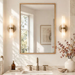 TEHOME Oakmont Light Oak 24x32''Rectangle Wooden Framed Bathroom Mirrors Front View