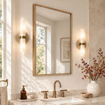 TEHOME Oakmont Light Oak 24x32''Rectangle Wooden Framed Bathroom Mirrors Side View