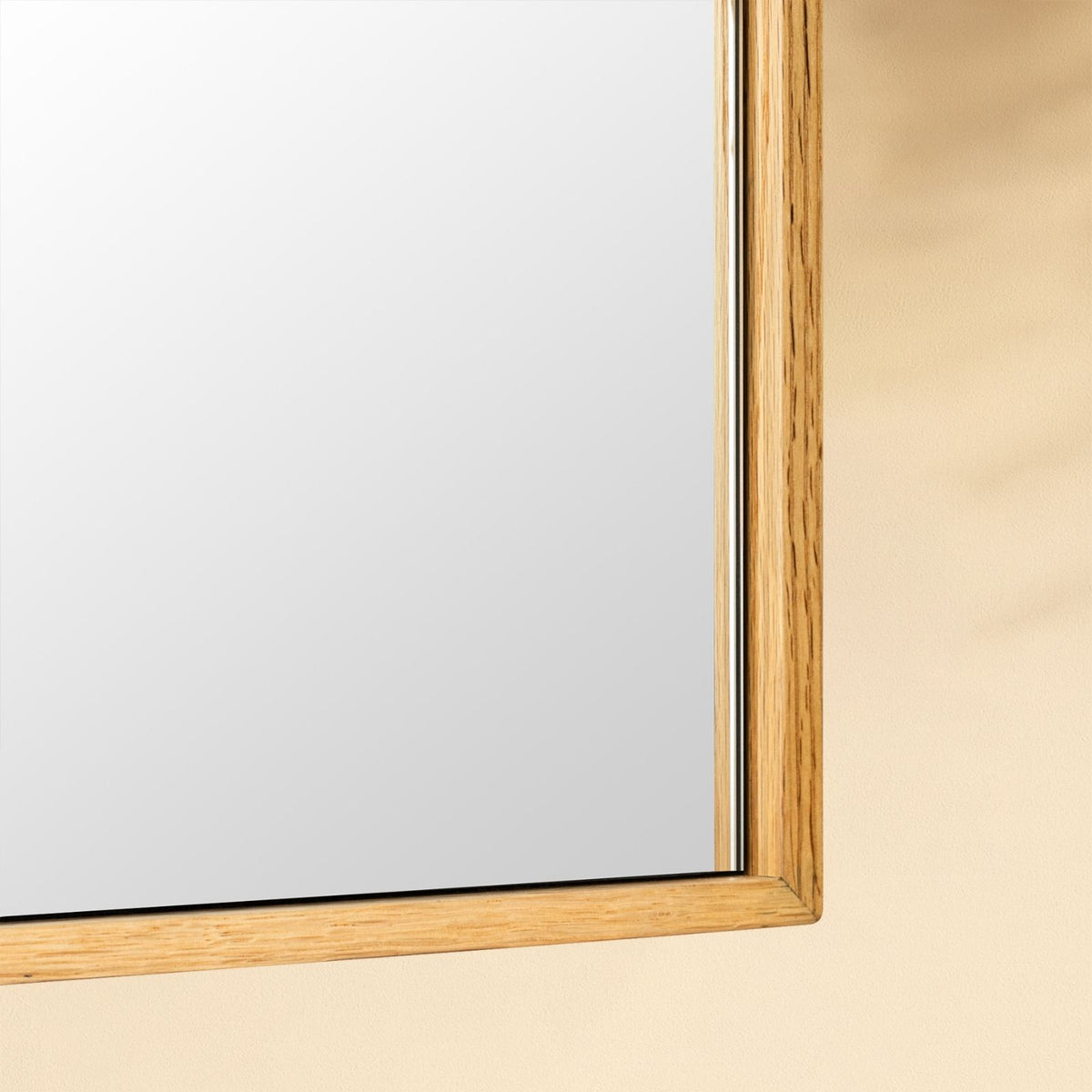 TEHOME Oakmont Light Oak Rectangle Wooden Framed Wall Mirrors Detail View2