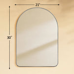 TEHOME Ophira Brushed Nickel 21x30'' Modern Arch Wall Mirrors Front View Dimension