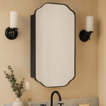 Osterhus Modern Scalloped Recessed and Surface Mount Bathroom Medicine Cabinet with Mirrors, 18x29" in Black GC-00760 TEHOME