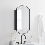 Osterhus Modern Scalloped Recessed and Surface Mount Bathroom Medicine Cabinet with Mirrors, 18x29" in Black GC-00760 TEHOME