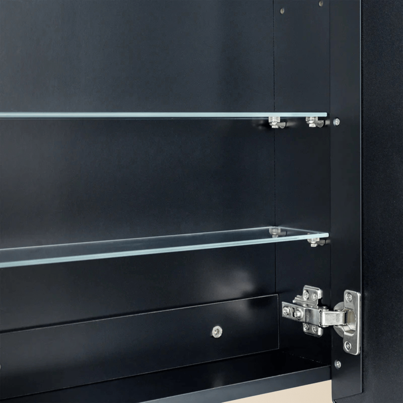 Osterhus Modern Scalloped Recessed and Surface Mount Bathroom Medicine Cabinet with Mirrors, 18x29" in Black GC-00760 TEHOME