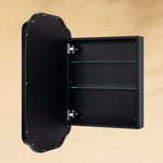 TEHOME Osterhus Modern Scalloped Recessed and Surface Mount Bathroom Medicine Cabinet with Mirrors, Black Finish,18x29",detail View2