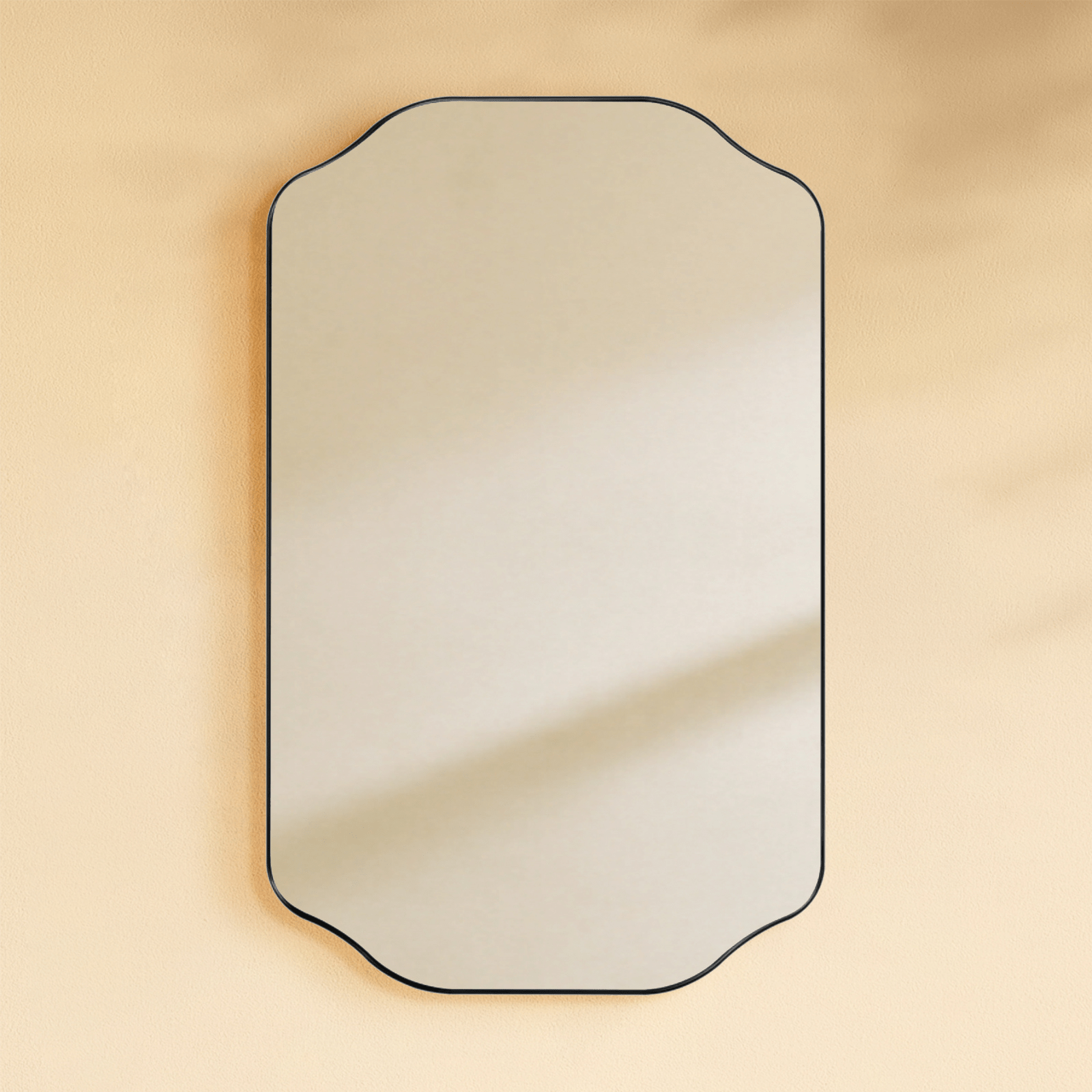 Osterhus Modern Scalloped Recessed and Surface Mount Bathroom Medicine Cabinet with Mirrors, 18x29" in Black GC-00760 TEHOME