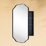 TEHOME Osterhus Modern Scalloped Recessed and Surface Mount Bathroom Medicine Cabinet with Mirrors, Black Finish,18x29",Side View2