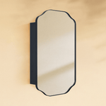 Osterhus Modern Scalloped Recessed and Surface Mount Bathroom Medicine Cabinet with Mirrors, 18x29" in Black GC-00760 TEHOME