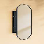 Osterhus Modern Scalloped Recessed and Surface Mount Bathroom Medicine Cabinet with Mirrors, 18x29" in Black GC-00760 TEHOME