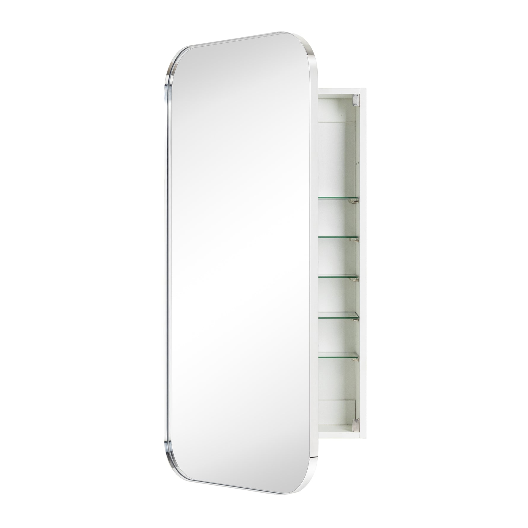 Adasu Mid - century Rectangle Recessed and Surface Mount Bathroom Medicine Cabinet with Mirrors GC-XB0021 Brushed Nickel 20x40" TEHOME