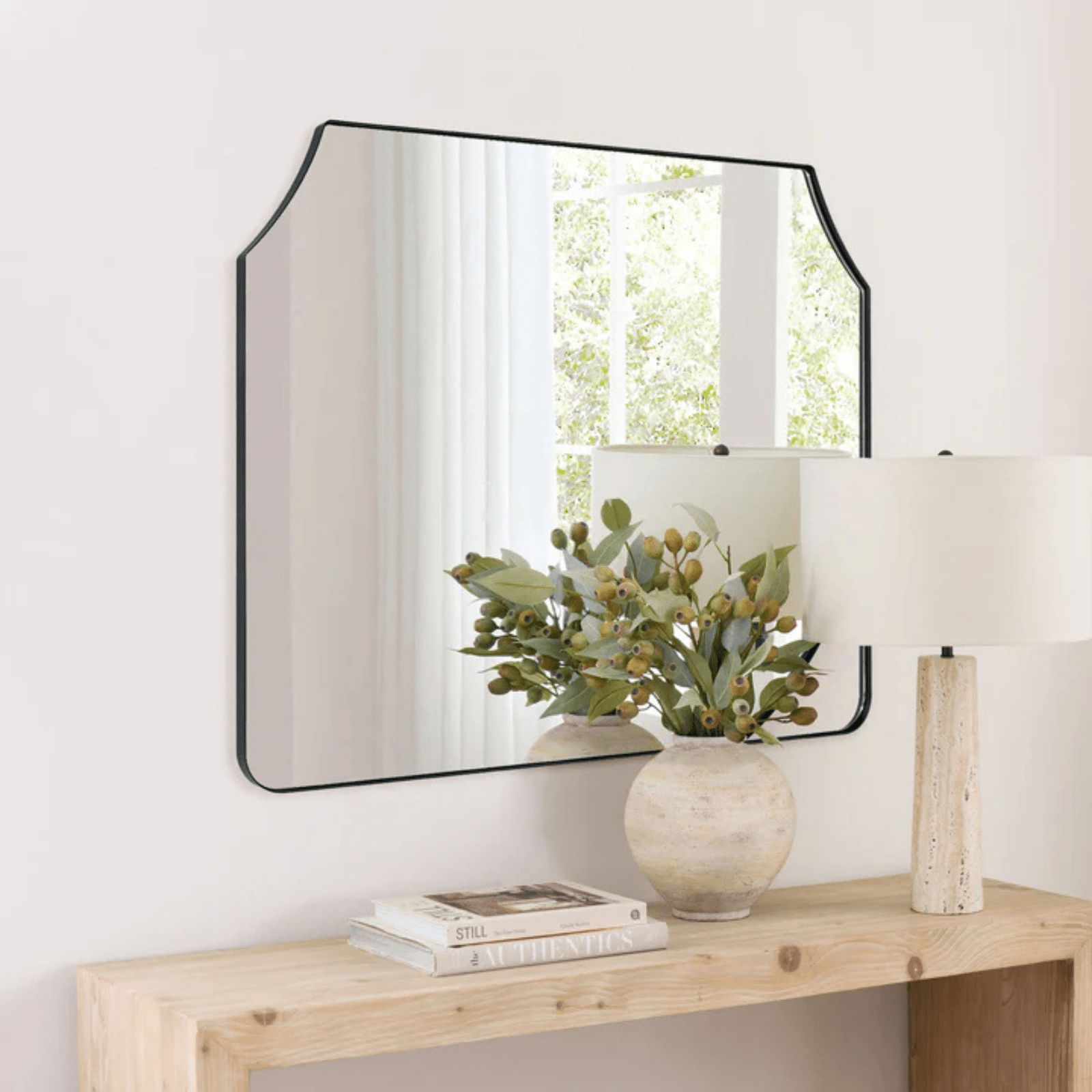 Parerna Modern Arch Mantel Mirrors, 32x40" in Black GC-0Y319 TEHOME