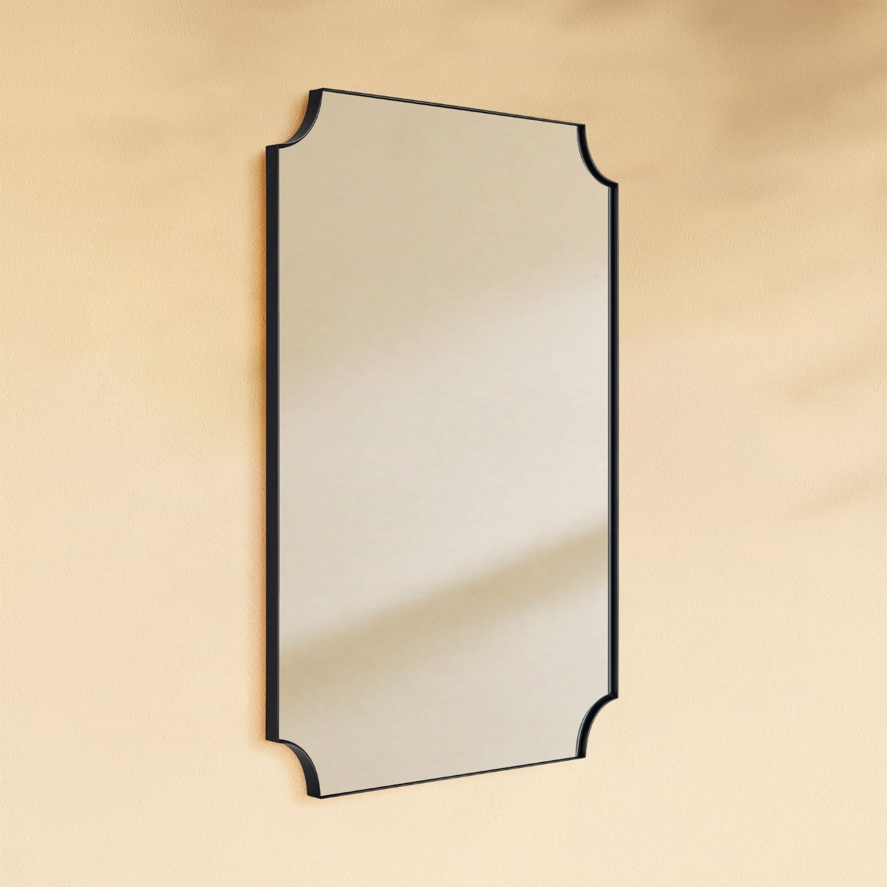TEHOME Parisian Modern Scalloped Bathroom Mirror Metal Framed in Black finish,20x30'',Side View