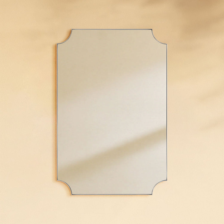 TEHOME Parisian Modern Scalloped Bathroom Mirror Metal Framed in Polished Nickel finish,20x30'',Front View