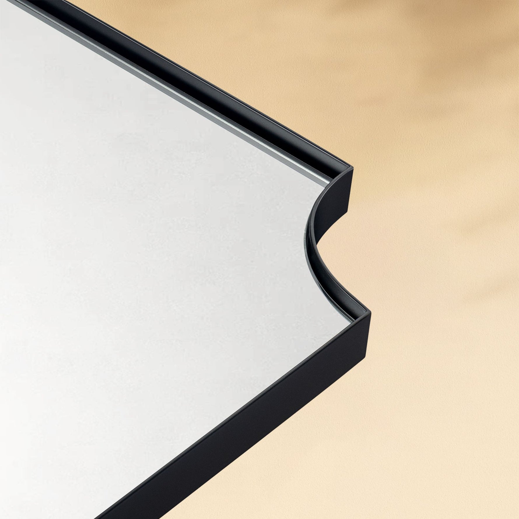 TEHOME Parisian Modern Scalloped Wall Mirrors Metal Framed in Black finish,Detail View
