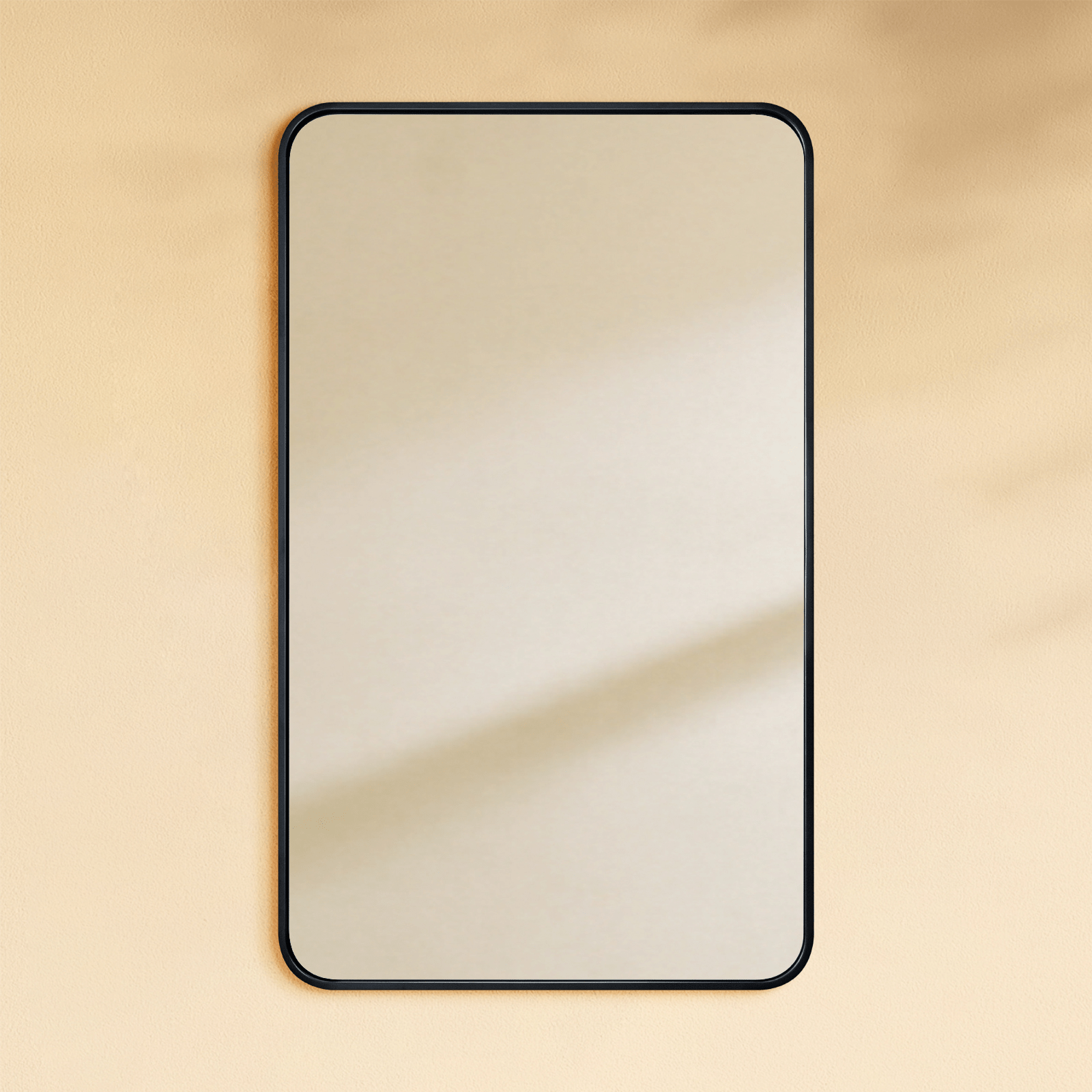 Primrose Modern Rectangle Large Wall Mirrors with Rounded Corners GC-00789 24x40" Black TEHOME