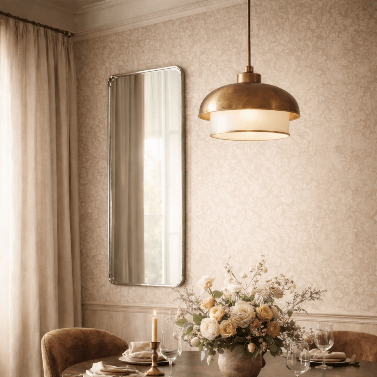 Primrose Modern Rectangle Large Wall Mirrors with Rounded Corners GC-00789 24x40" Chrome TEHOME