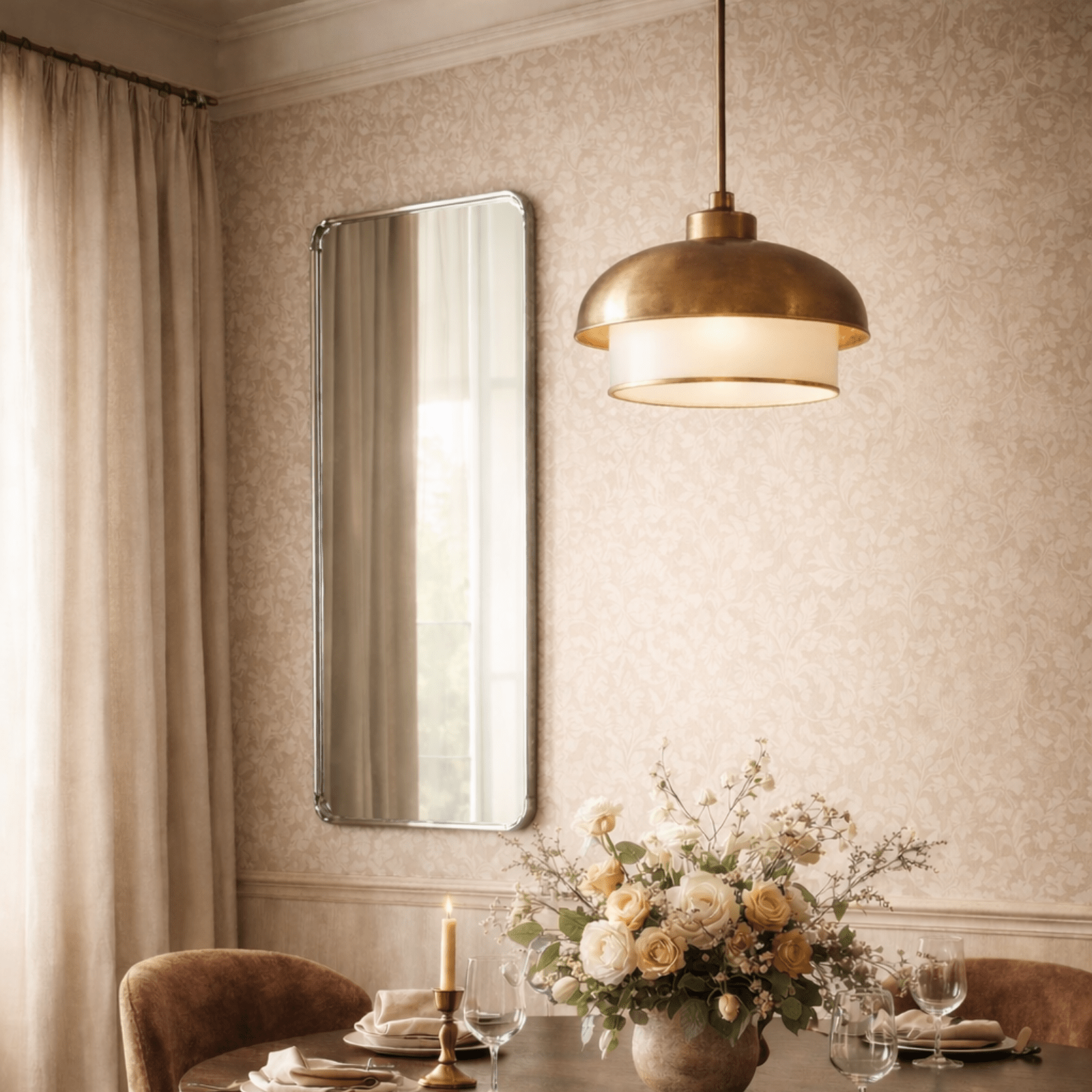 Primrose Modern Rectangle Large Wall Mirrors with Rounded Corners GC-00789 24x40" Black TEHOME