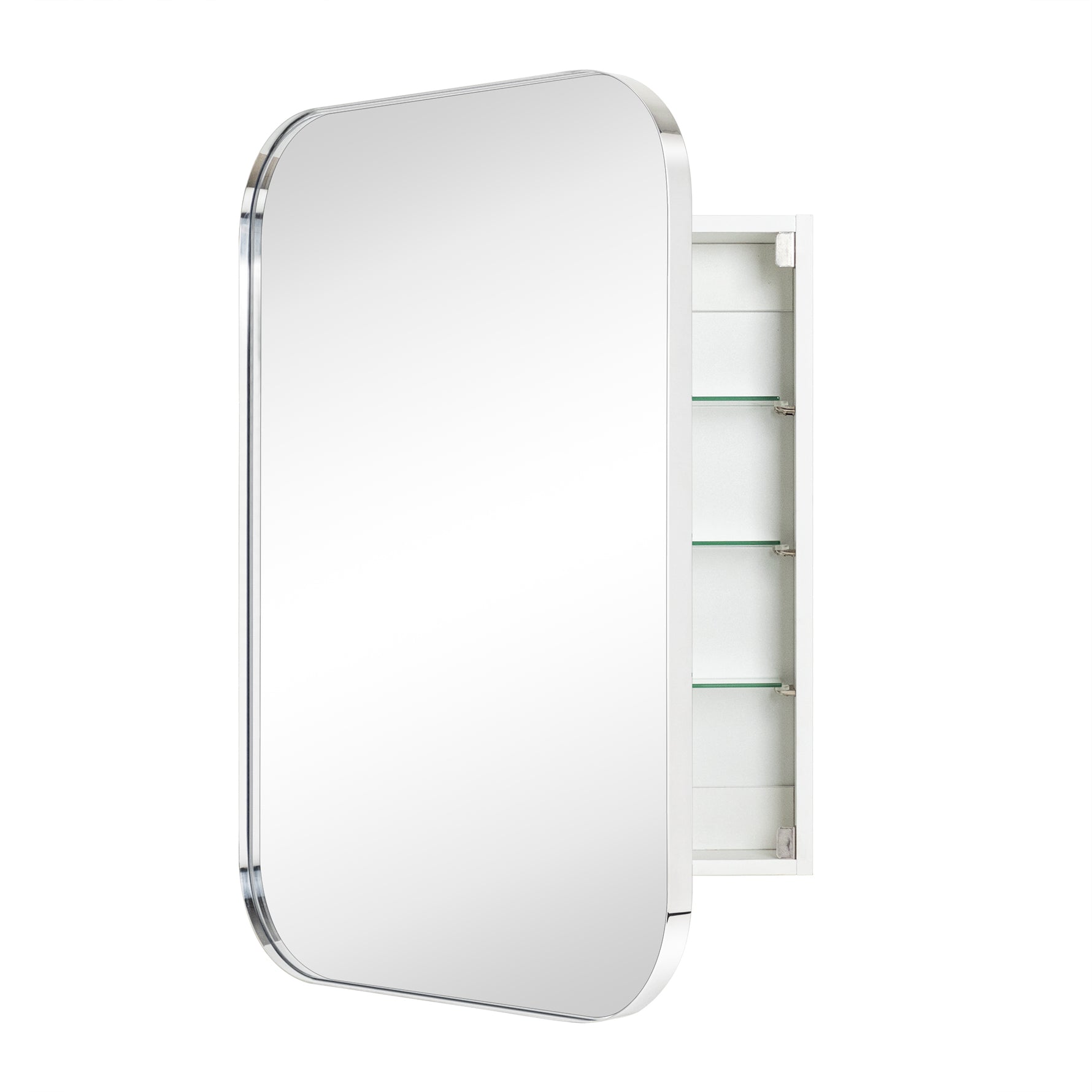 Mileta Mid - century Rectangle Recessed and Surface Mount Bathroom Medicine Cabinet with Mirrors GC-XB0015 Chrome 22x30" TEHOME