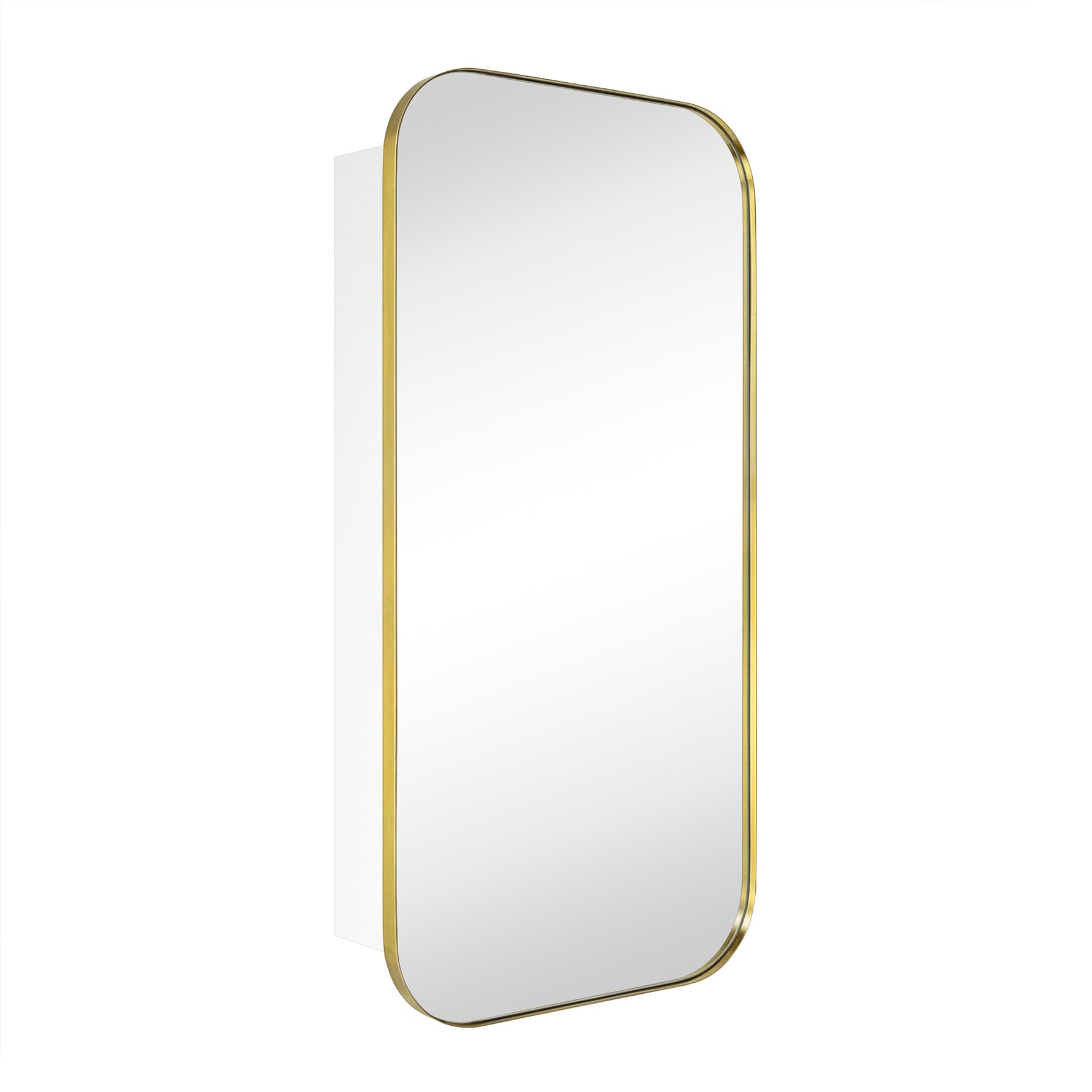 Adasu Mid - century Rectangle Recessed and Surface Mount Bathroom Medicine Cabinet with Mirrors GC-XB0020 Brushed Gold 20x40" TEHOME