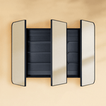 Ronelda Modern Rectangle Recessed and Surface Mount Bathroom Medicine Cabinet with Mirrors, Triple Door, 36x26" in Black GC-00737 TEHOME